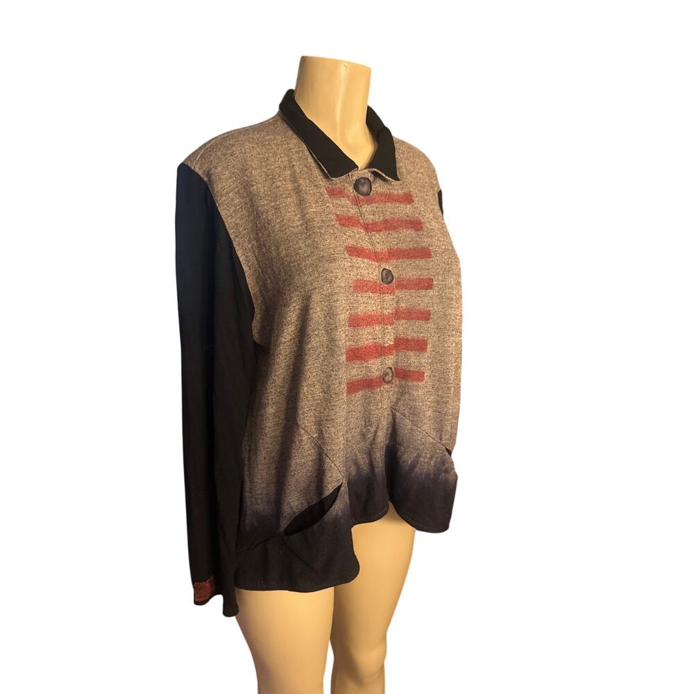 Women Deborah Cross Wool Button Cardigan Sweater Jacket Coat Textile Art to Wear